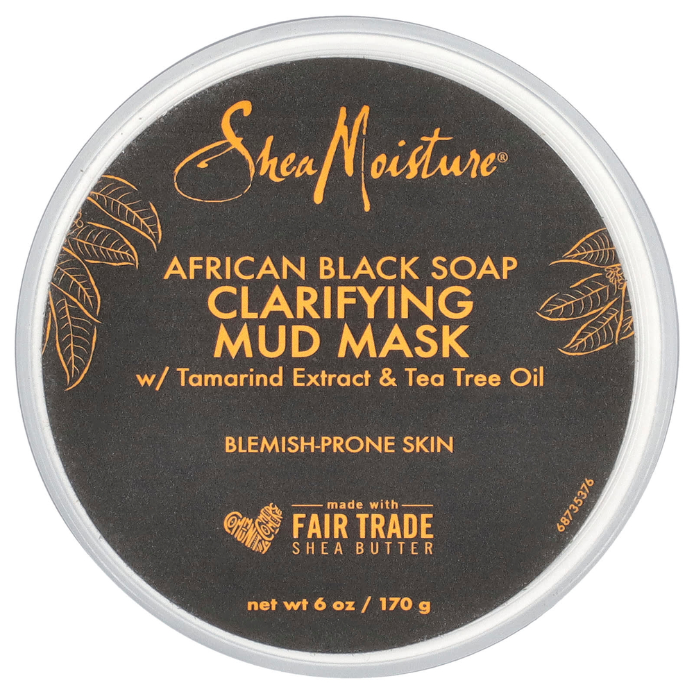 SheaMoisture, African Black Soap, очищающая грязевая маска с экстрактом тамаринда и маслом чайного дерева, 170 г (6 унций)