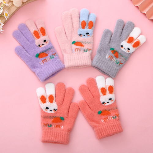 Детские перчатки с принтом "Зайчики"