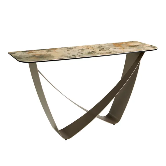 Консоль из мраморной керамики серо-коричневого цвета металлик 3269