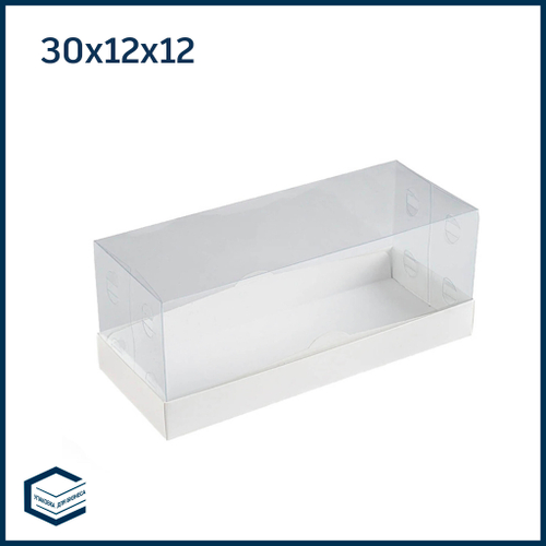 Коробка под рулет с прозрачным верхом, 300х120х120 мм.