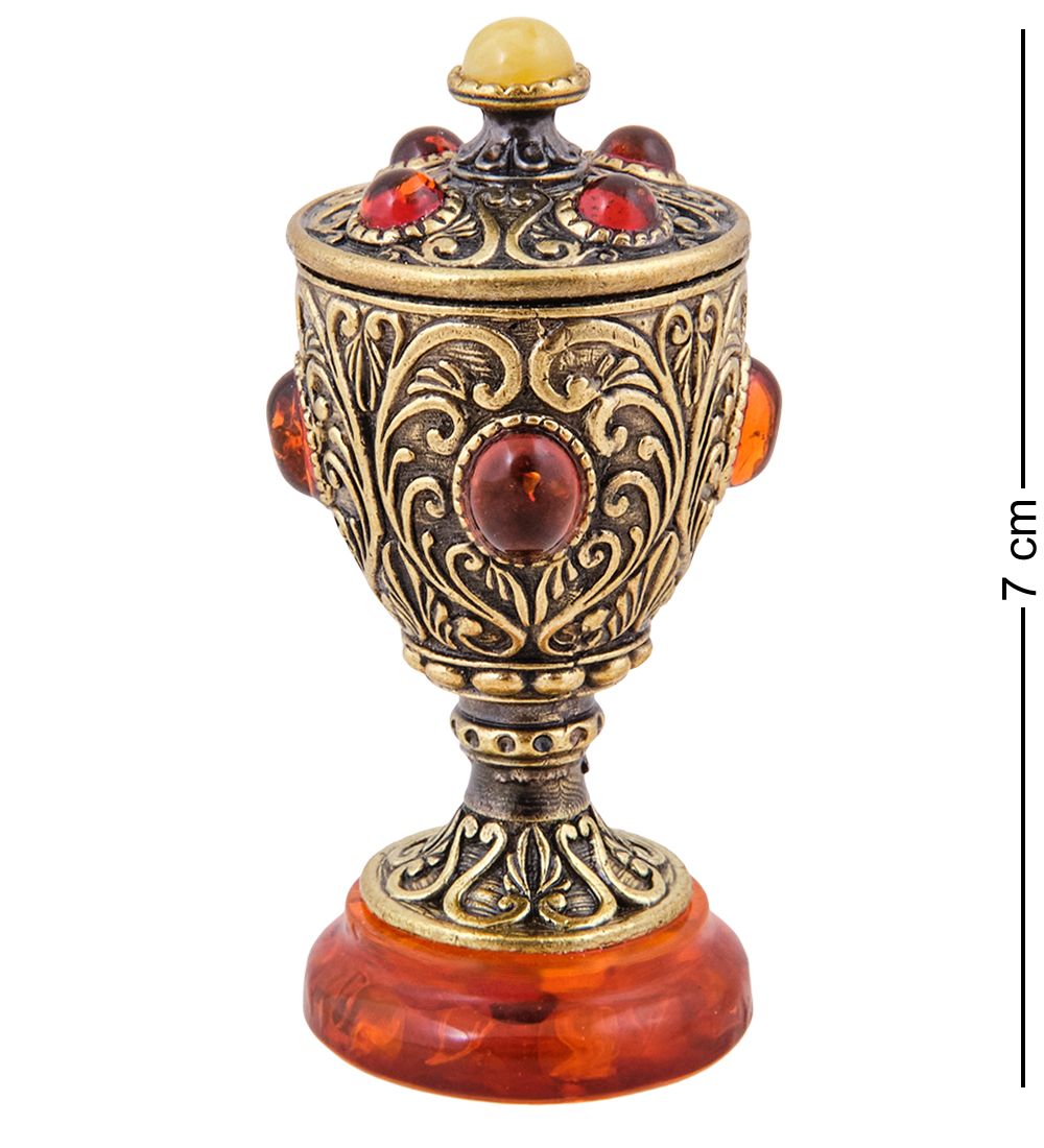 Народные промыслы AM-3784 Шкатулка «Грааль» (латунь, янтарь)