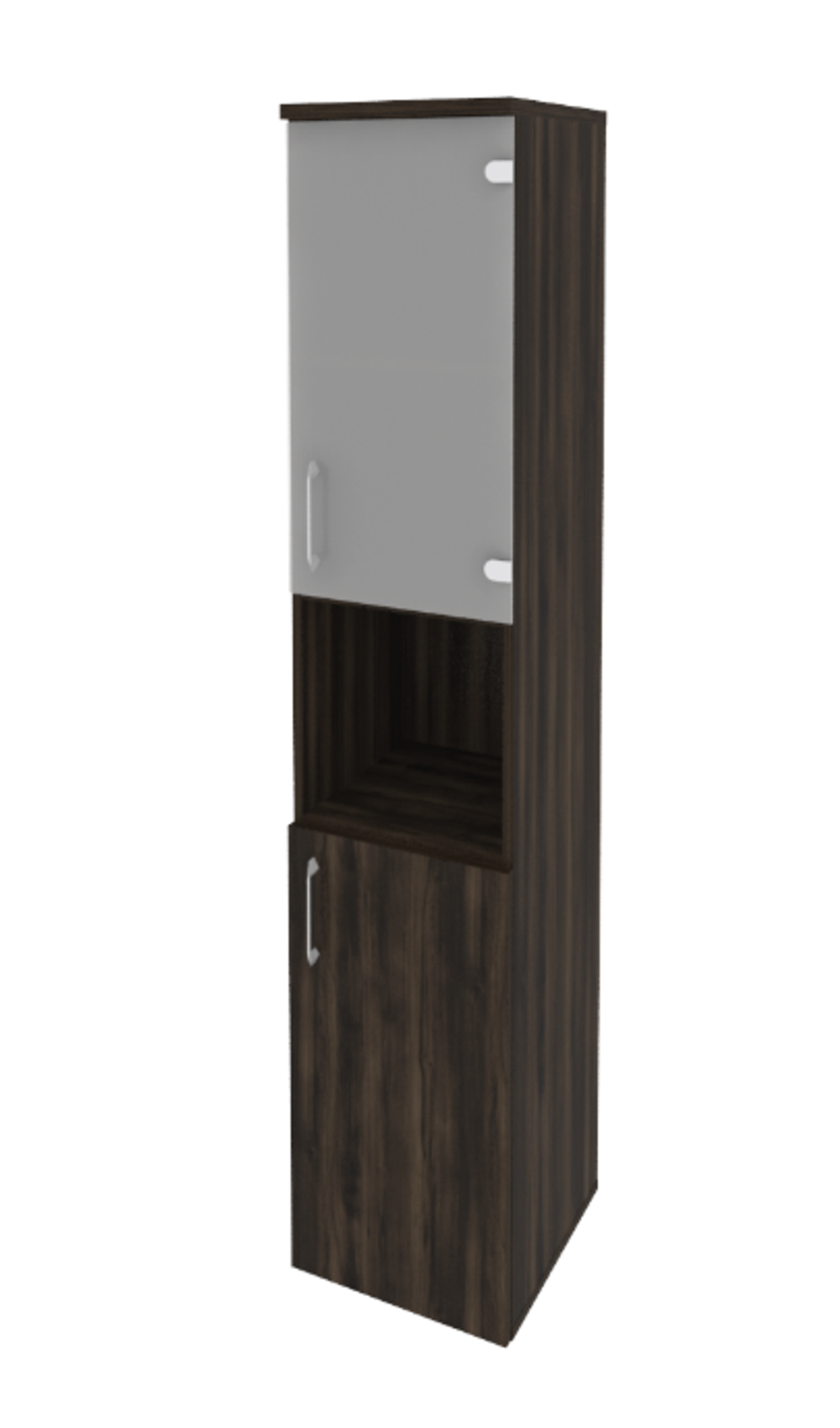 Шкаф-пенал с 2 комплектами дверей, стеклом и нишей Onix