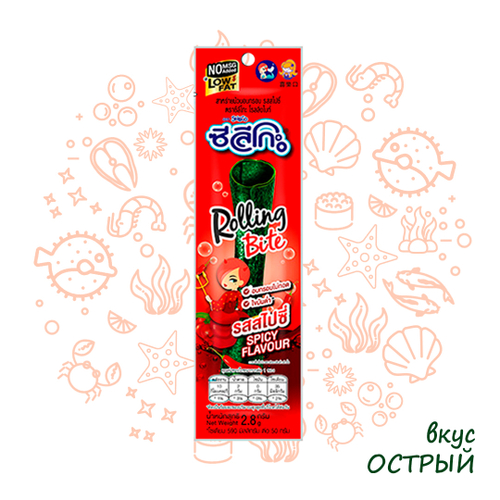 Ролл из нори Seleco Rolling Bite Spicy карамелизированный острый вкус 2,8 г