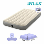 Мaтрас нaдувной Intex 64101 Deluxe Twin 99х191х25 см / Крoвать нaдувная Интeкс односпальная велюровая для дома и туризма