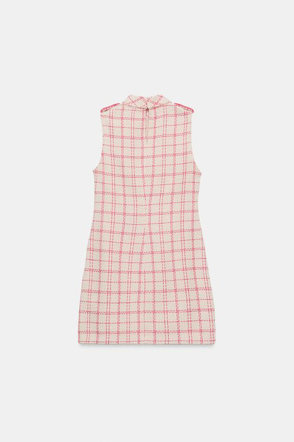 ZARA КОРОТКОЕ ПЛАТЬЕ ИЗ РЕЛЬЕФНОЙ ТКАНИ, БЕЛЫЙ/РОЗОВЫЙ
