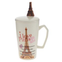 GAEM Кружка с крышкой и ложкой, 300 мл, L10 W8 H13 см, 4в.