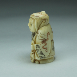 Нэцкэ Монах с рыбой и посохом