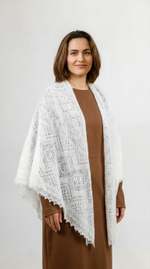 Оренбургский пуховый платок-паутинка А130-02 экрю