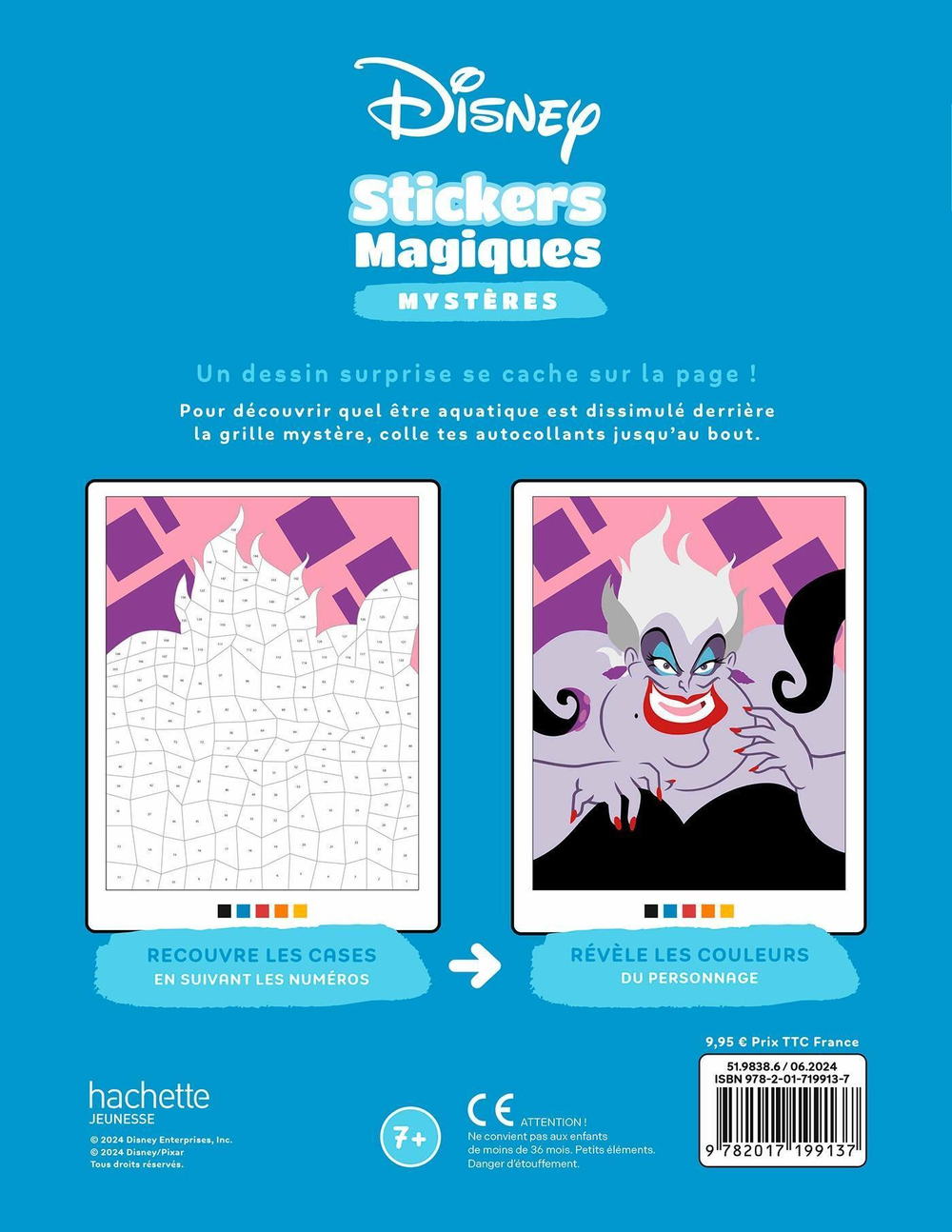 Hachette  раскраска по номерам  DISNEY - Mes stickers magiques - Mystères (7+) - Sous la mer