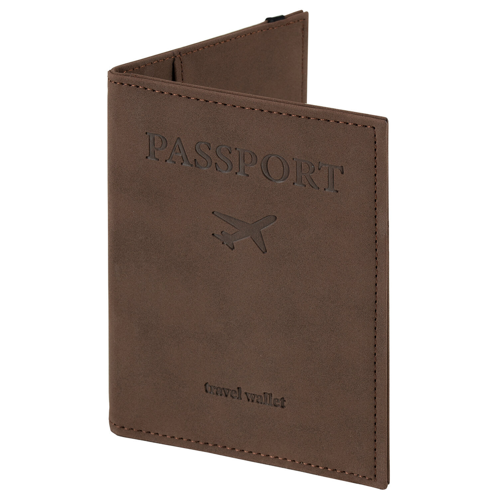 Обложка для паспорта с карманами и резинкой мягкая экокожа "PASSPORT" коричневая BRAUBERG (3 штуки в упаковке)