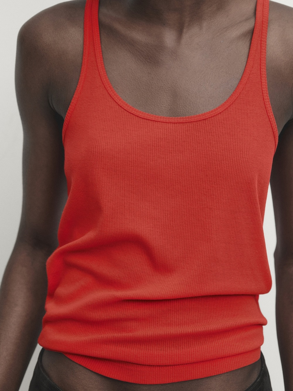 Massimo Dutti Топ из 100% хлопка с бретелями, красный