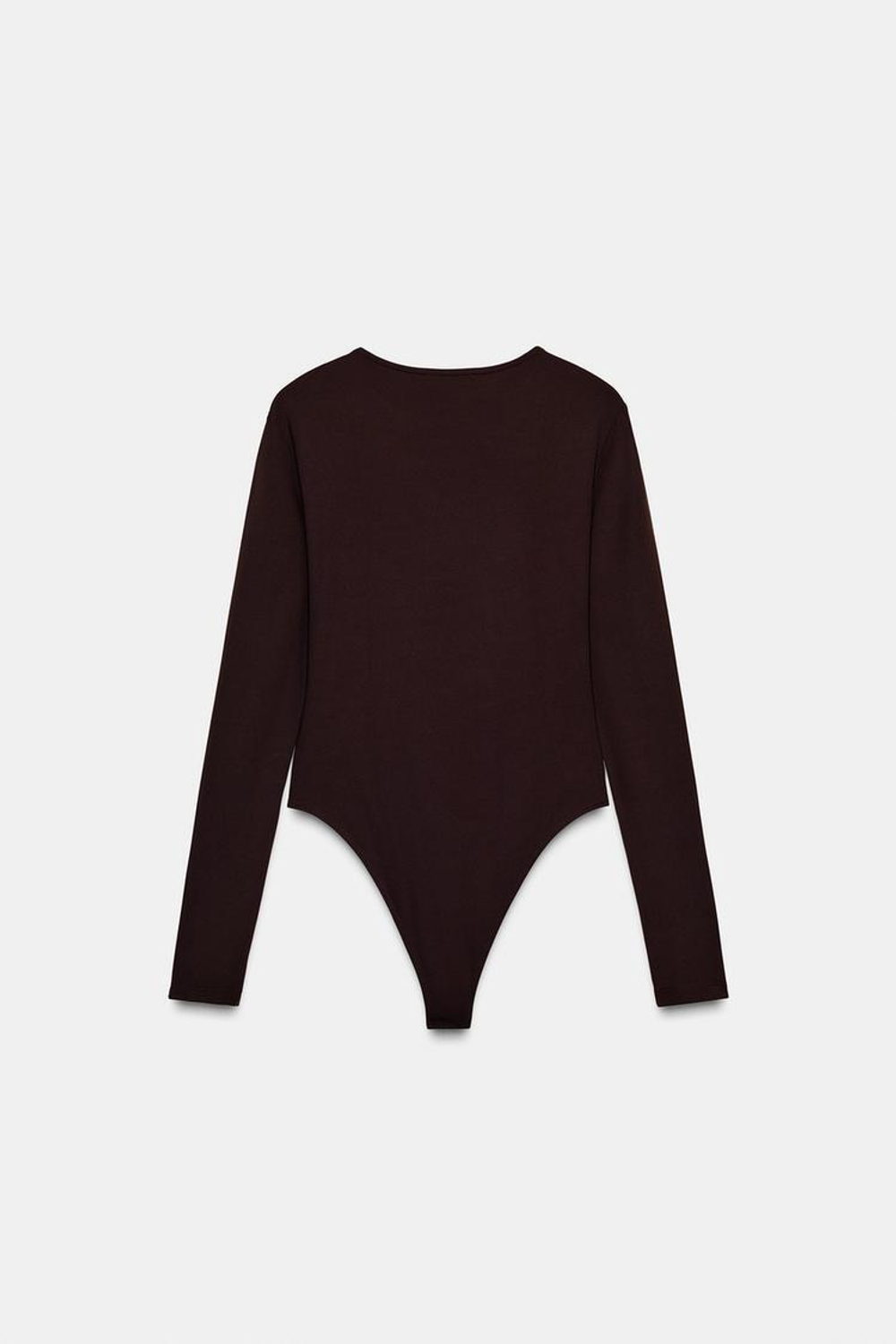 ZARA БАЗОВОЕ БОДИ ИЗ ПОЛИАМИДА, ТЕМНО-КОРИЧНЕВЫЙ