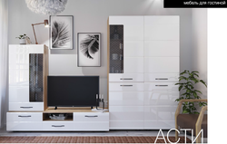 Шкаф "Асти" АШК 600.2 (дуб бунратти/белый глянец), ЛДСП/МДФ, ДСВ Мебель