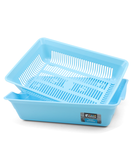 Туалет для кошек высокий с цветной сеткой "Лапки", голубой, 350х250х90мм, Gamma