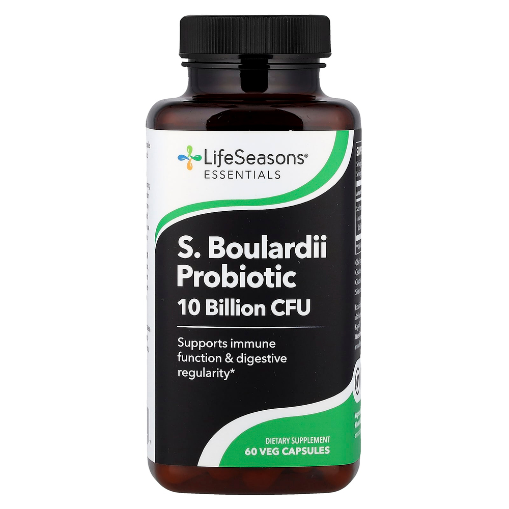 LifeSeasons, S. boulardii, продиотик, 60 вегетарианских капсул (250 мг в 1 капсуле)