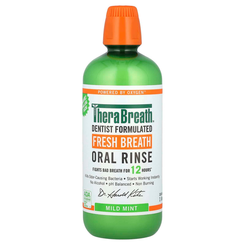 TheraBreath, Ополаскиватель для полости рта Fresh Breath, мягкая мята, 1 л (33,8 жидк. унц.)