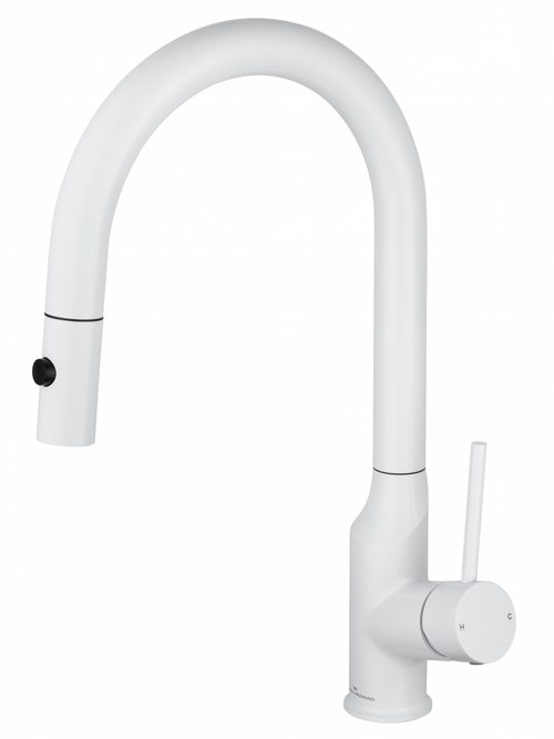 Смеситель для кухни с выдвижным изливом WONZON & WOGHAND, Белый матовый (WW-A21252-MW)