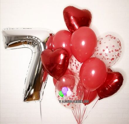 Набор шаров "Любимой доченьке на 7 лет"