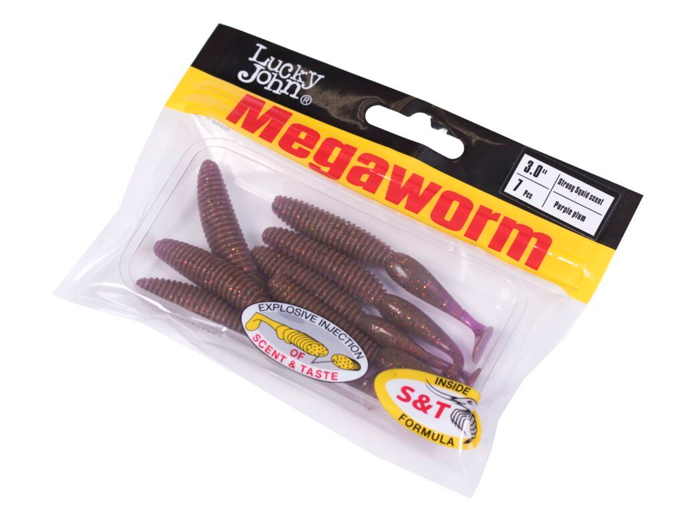 Виброхвосты съедоб. искусст. LJ Pro Series MegaWorm 3,0in (7,60)/S13 7шт.