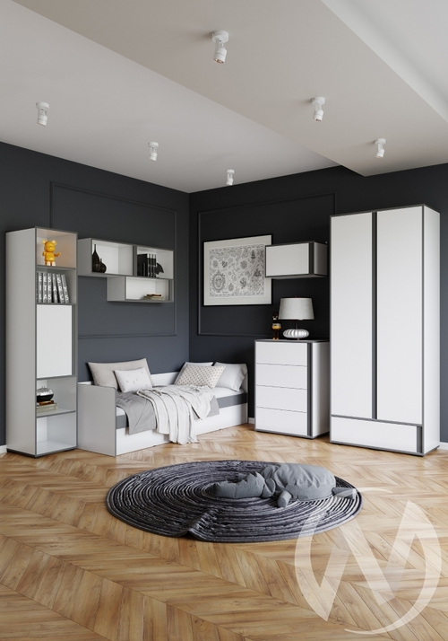 Подростковая "Асцелла" (белый/графит серый) Комплектация 2