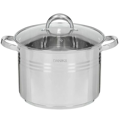 Кастрюля нерж, 16 л, с крыш, Daniks, Общепит, SD-6BP-16, индукц