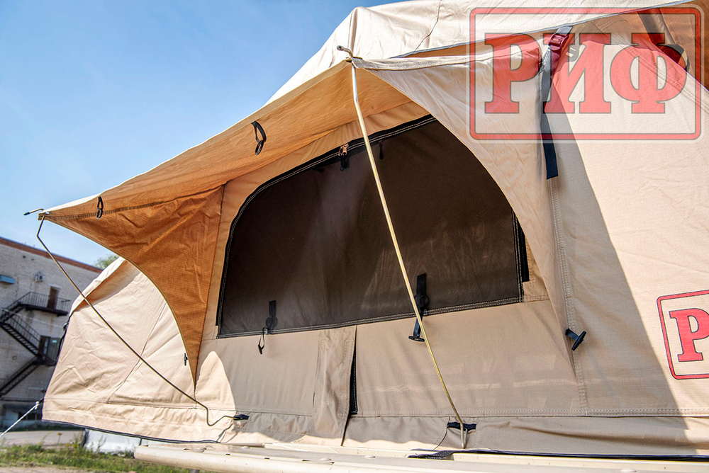 Палатка на крышу автомобиля РИФ Soft RT02-120, тент песочный, 120х240х115 см