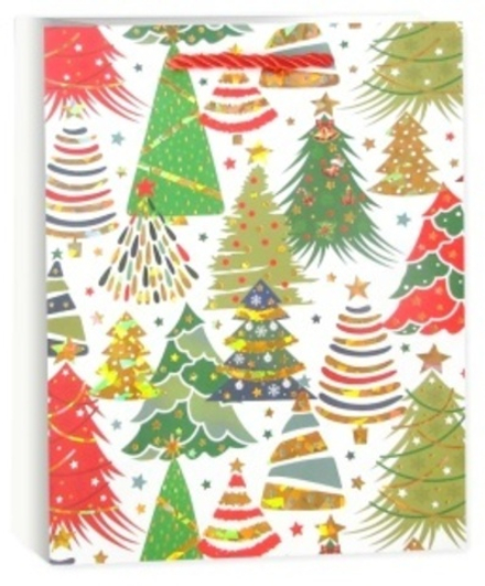 Пакет подарочный, Веселый Новый Год, Дизайн №4, Металлик, 32*26*10 см.