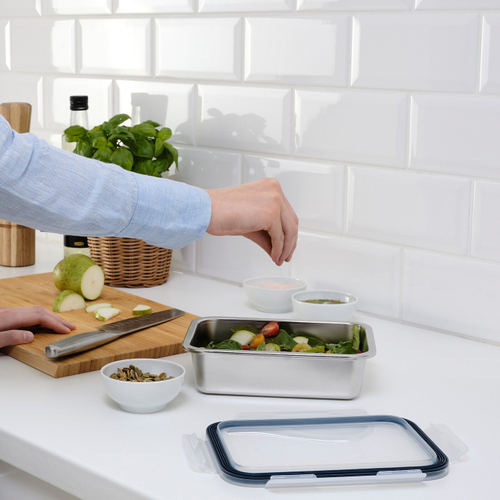 Контейнер пищевой с крышкой IKEA 365+, Нержавеющая сталь, Пластик, 1 л