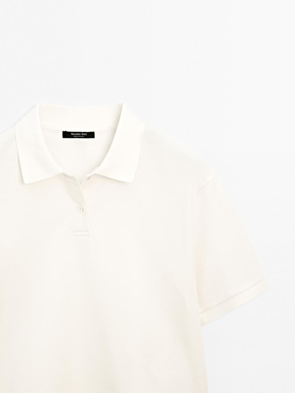 Massimo Dutti Свитер из мерсеризованного хлопка пике, кремовый