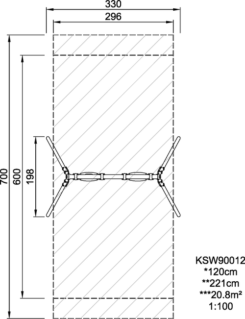 Качели с двумя сиденьями Н=2,0 м, гальванизированная сталь, с системой антизакручивания