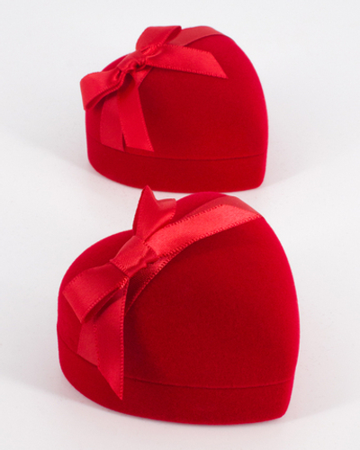 Футляр флокированный, сердечко с бантом, серия "Романтика".