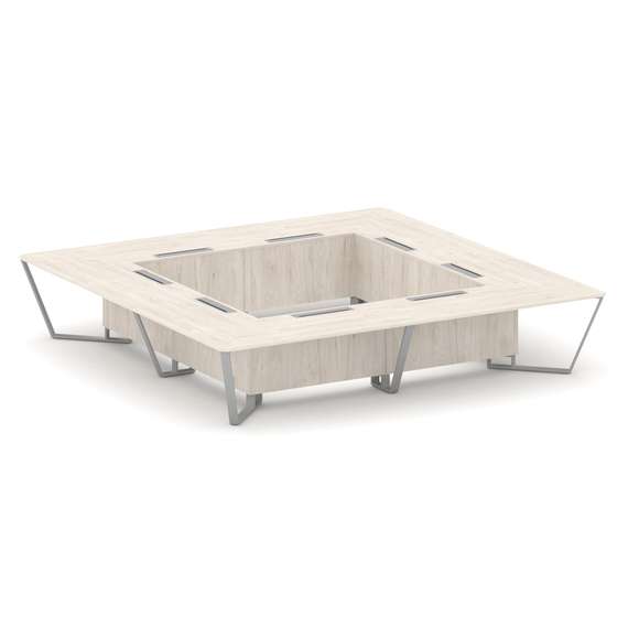 Steel Meet Стол переговорный квадратный KD-PR.B.SP-20K2 Денвер Светлый/Металл Серый 4000*4000*750