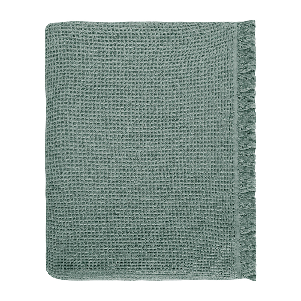 Покрывало вафельное из хлопка цвета шалфея из коллекции essential, 180х250 см