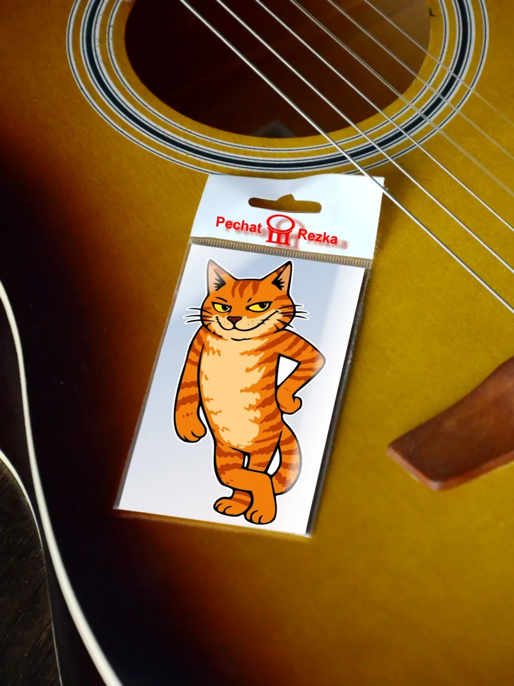 Стикер - Рыжий кот, на велосипед, самокат,