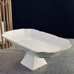 Lenardi 226-185 Прямоугольное блюдо 35см на ножке MARIA GOLD в под.уп.(х8)Фарфор