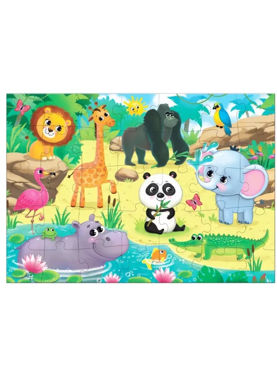 Пазлы Весёлый зоопарк, 35 элементов