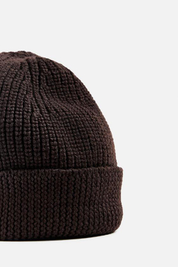 ZARA ШЕРСТЯНАЯ ШАПКА БИНИ, ТЕМНО-КОРИЧНЕВЫЙ