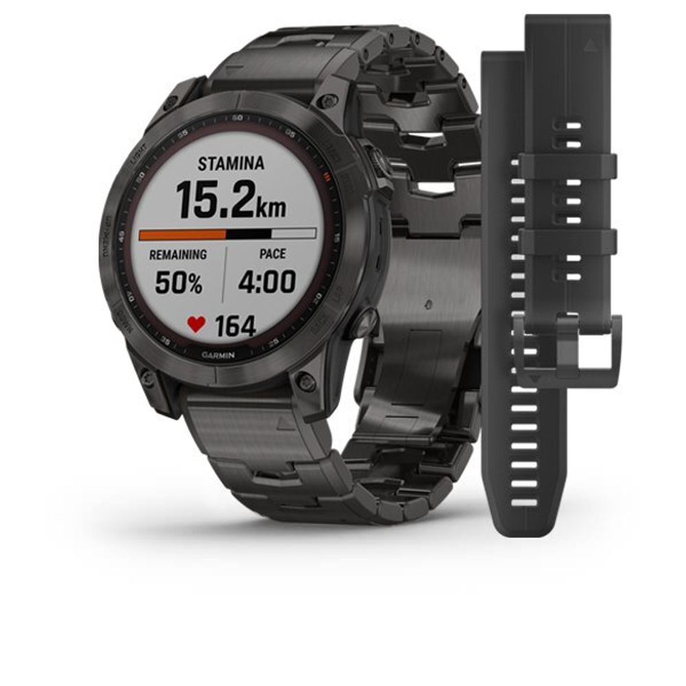 Умные часы Garmin Fenix 7 Sapphire Solar титановый угольно-серый DLC с угольно-серым титановым DLC браслетом