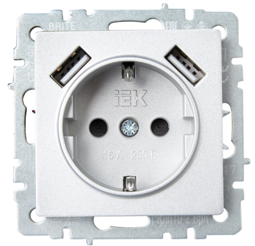 Розетка с заземлением  IEK BR-R14-16-U21-D31-K47