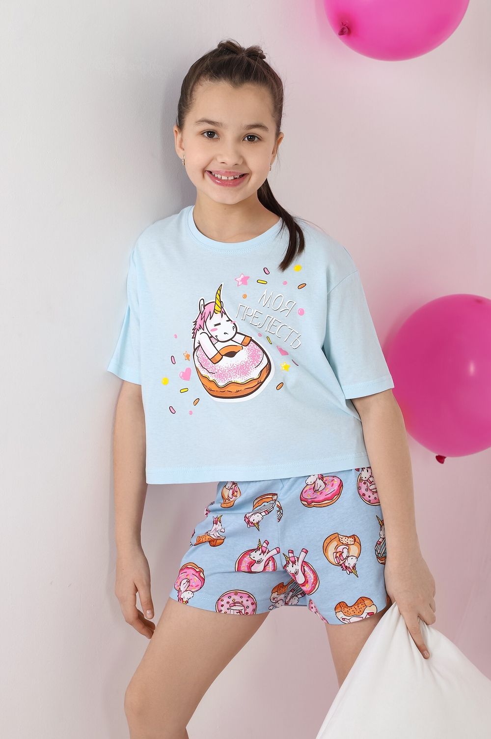 Пижама для девочки Единопончик-3 Виотекс ГОЛУБОЙ