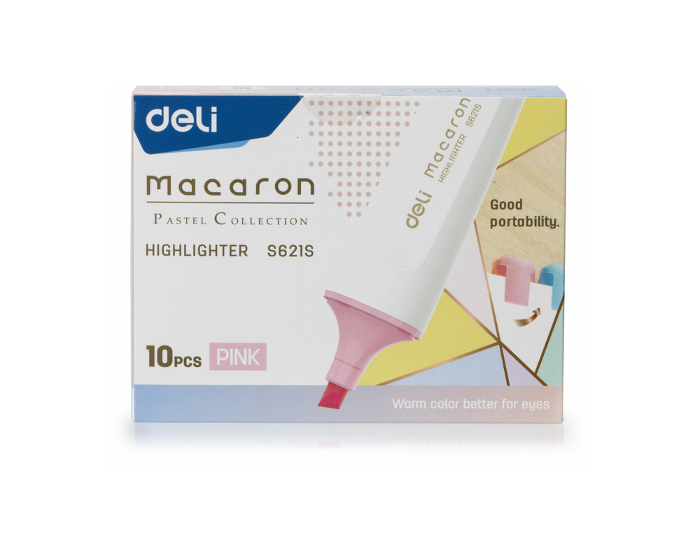 Маркер текстовыделитель DELI Macaron 1-5мм, скошенный, розовый ES621