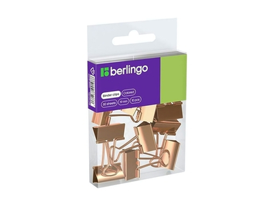 Зажимы для бумаг 19мм 10шт. розовое золото (Berlingo)