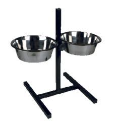 Зооник подставка квадратная+металлические миски 1,6л (черный)