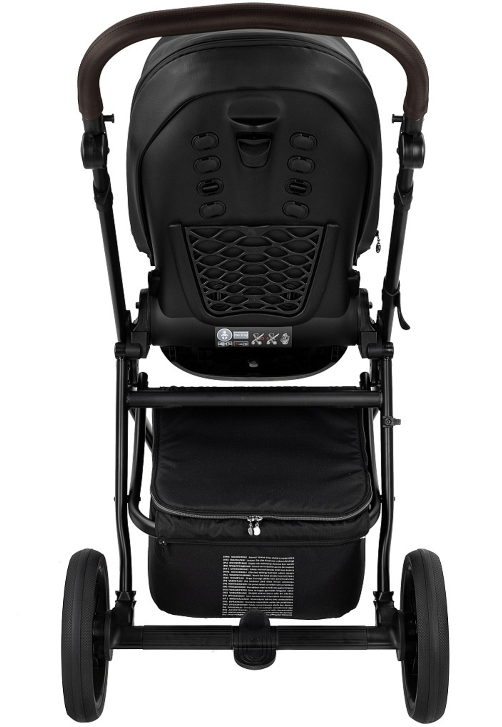 Детская коляска Roan Esso Кожа 3 в 1 с автокреслом Pituso Santiso Pro ESSK/210/1 Black /Black/руч.Тем.коричневый