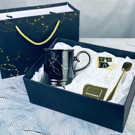 Lenardi 106-292 Кружка 360мл с ложкой и фильтром БЛИЗНЕЦЫ в под.уп.(х12)Фарфор