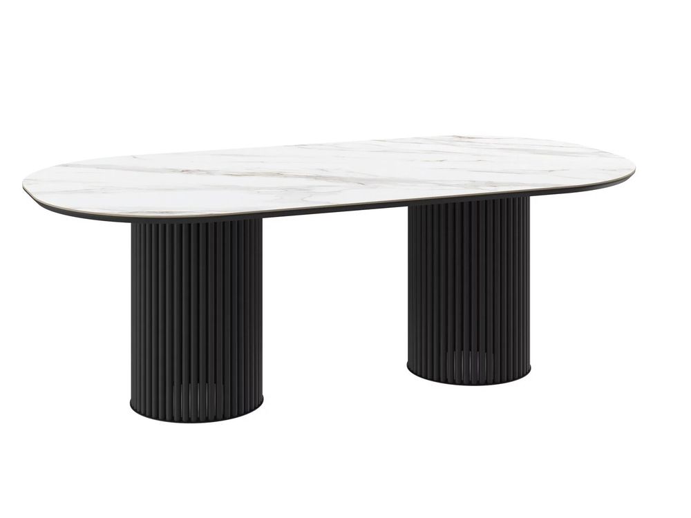 Стол ASKAR SOFT-200, нераздвижной 200х110, PATAGONOA BIANCO GLOSS PREMIUM CER/ЧЕРНЫЙ, (3 упак.) Стол ASKAR SOFT-200, нераздвижной 200х110, PATAGONOA BIANCO GLOSS PREMIUM CER/ЧЕРНЫЙ, (3 упак.)