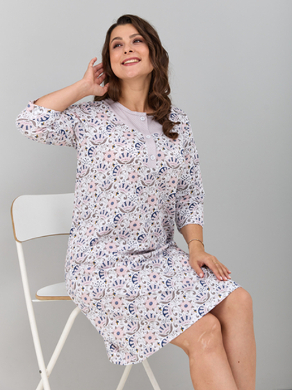 Ночная сорочка С-008/белый-версальскиецветы