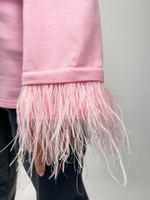 Лонгслив со съёмными перьями на рукавах розовый 6