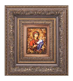 AMB-05/ 5 Икона Божией Матери «Смоленская» (с янтарной крошкой) H-22см