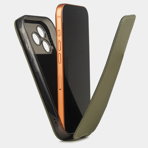 Чехол для iPhone 17 Pro Max - кожа теленка, зеленый